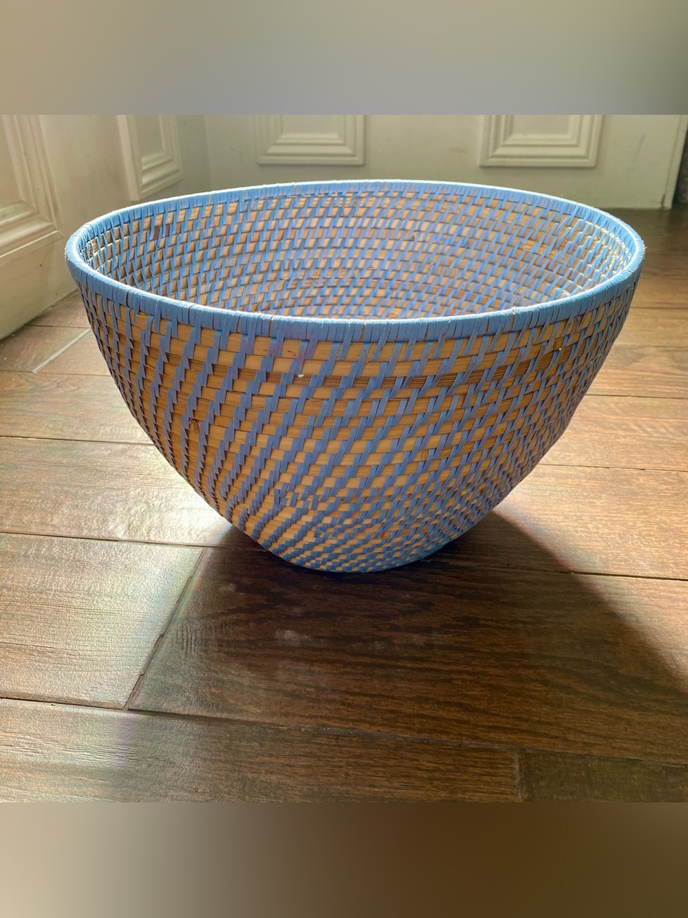 IKEA Blue and Natural Woven Decorative Bowl